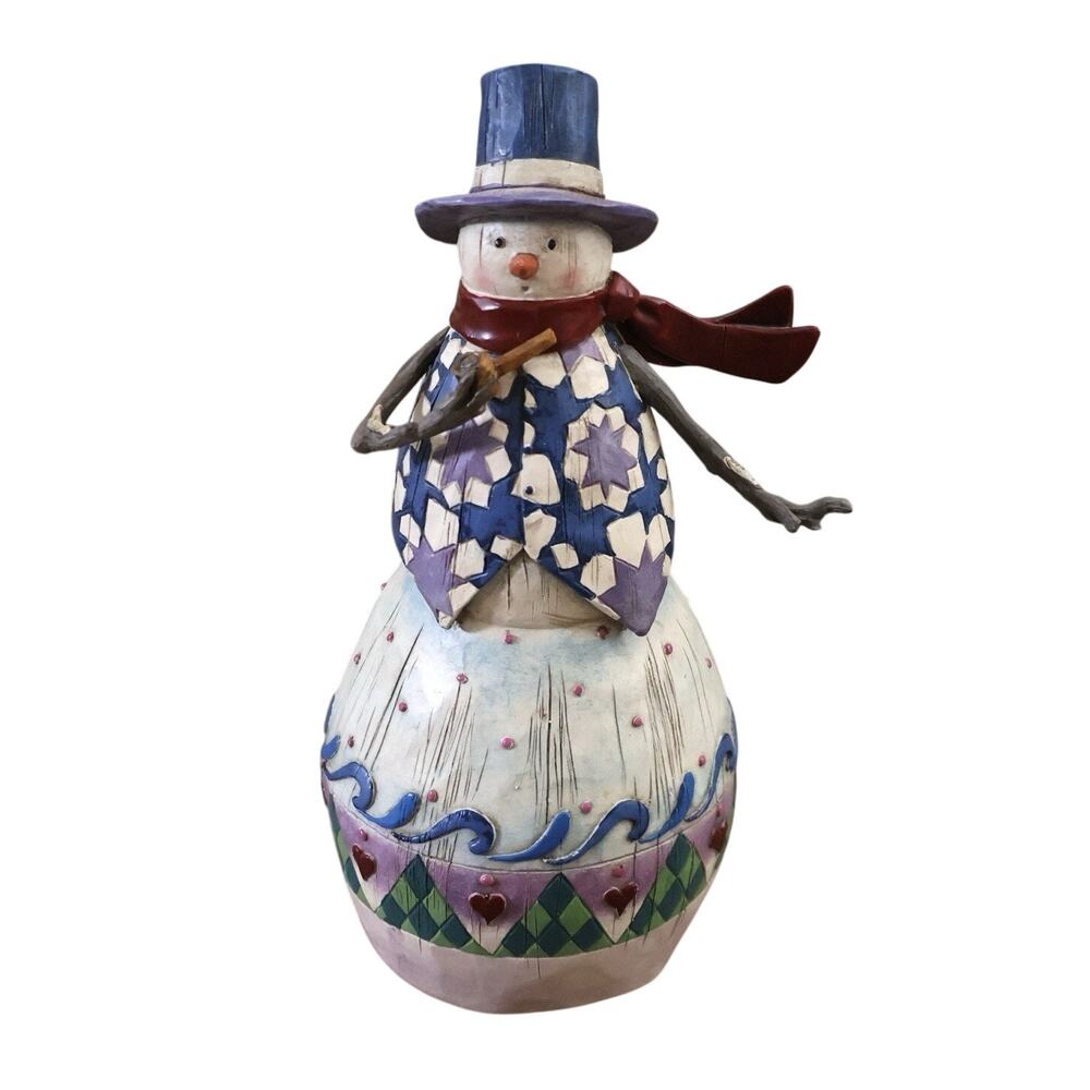 Vintage Heartwood Creek Jim Shore Winters Spirit Snowman Winter Holiday Folk Art